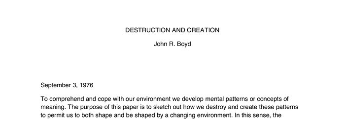 John Boydin esseen Destruction and Creation ensimmäisen sivun yläosa