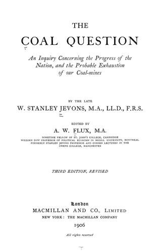 W. Stanley Jevonsin teoksen The Coal Question nimiösivu